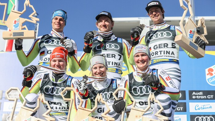 2021 gewann Filser (unten rechts) mit Deutschland WM-Bronze.