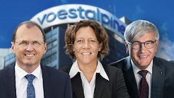 Gerald Mayer, Carola Richter und Reinhard Nöbauer (r.) ziehen per 1. April in den Vorstand der Voestalpine ein. (Bild: Krone KREATIV, Voestalpine (3))