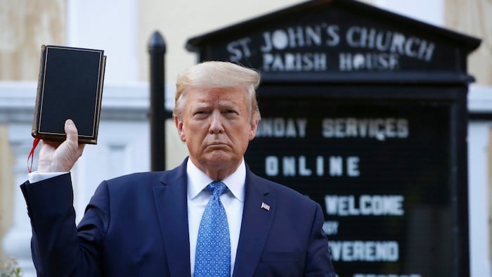 Trump with a conventional Bible in 2020