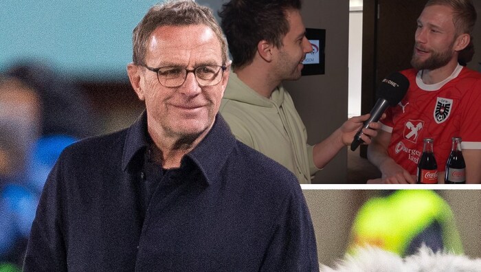 Konrad Laimer (right) is not taking Ralf Rangnick (left) with him to Munich.
