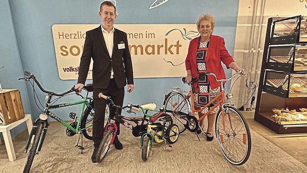 Bicycle campaign: BUZ Managing Director Christian Vlasich and Volkshilfe President Verena Dunst. (Bild: Christian schulter)