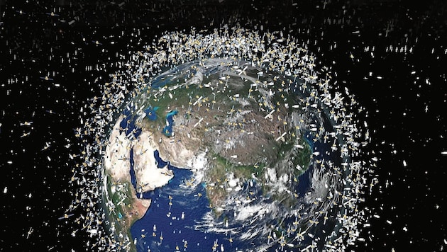 Space debris threatens our television, internet and navigation. (Bild: -)