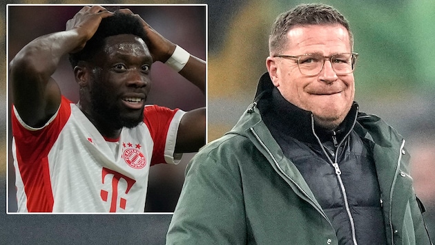 Bayern sporting director Max Eberl (right) has reacted to the latest statements from Alphonso Davies' advisor. (Bild: Associated Press)