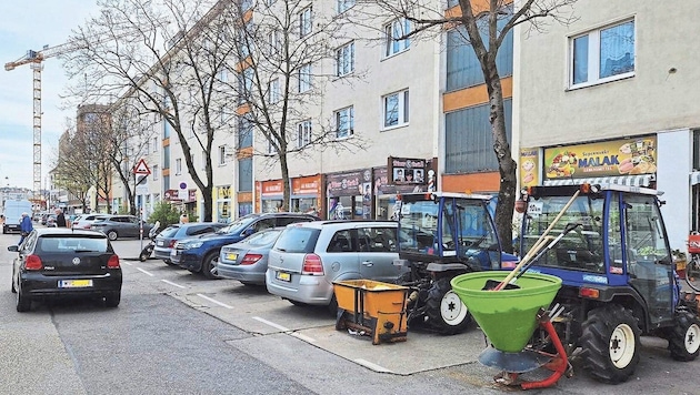 The search for a parking space around the Schlingermarkt in Floridsdorf is currently taking longer. (Bild: Franz Hödl)