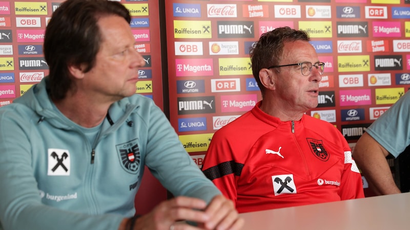 Peter Schöttel (l.) und Ralf Rangnick (Bild: GEPA pictures)