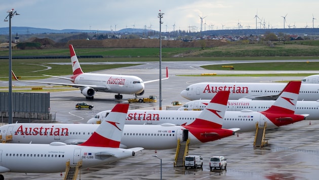 Maschinen der AUA am Flughafen Wien (Bild: APA/GEORG HOCHMUTH)