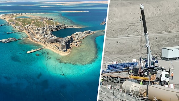 While hotels are already springing up on the luxury island of Sindalah, the foundations are still being laid at The Line. (Bild: Giles Pendleton, Krone kreativ)