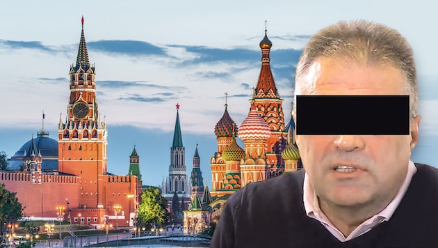 In their sights: former chief inspector and police attaché Egisto Ott with his apparently good connections to Moscow. (Bild: stock.adobe, Krone KREATIV)