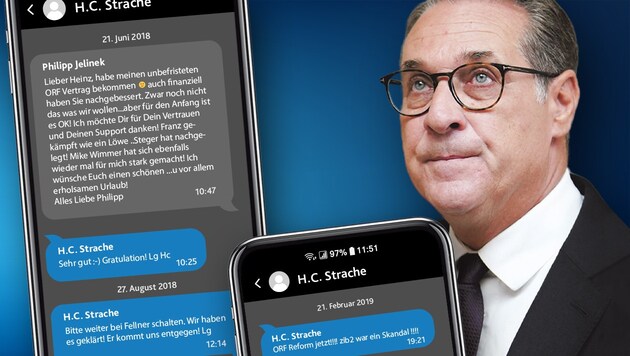 Once again in the spotlight due to supposedly confidential chats: Heinz-Christian Strache (Bild: APA Picturedesk, stock.adobe.com, Krone KREATIV)