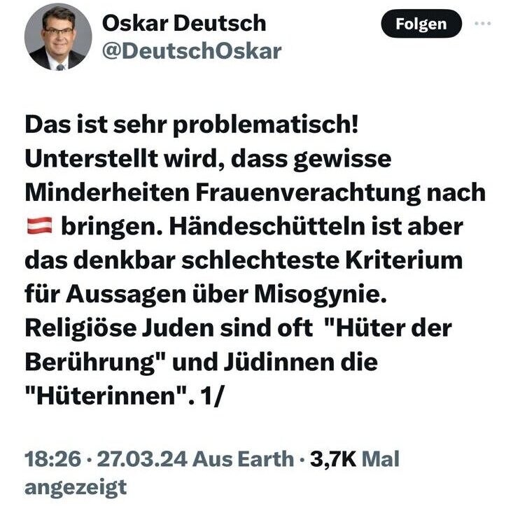 Deutsch, dinin zor bir alan olduğunu söylüyor. (Bild: Screenshot)