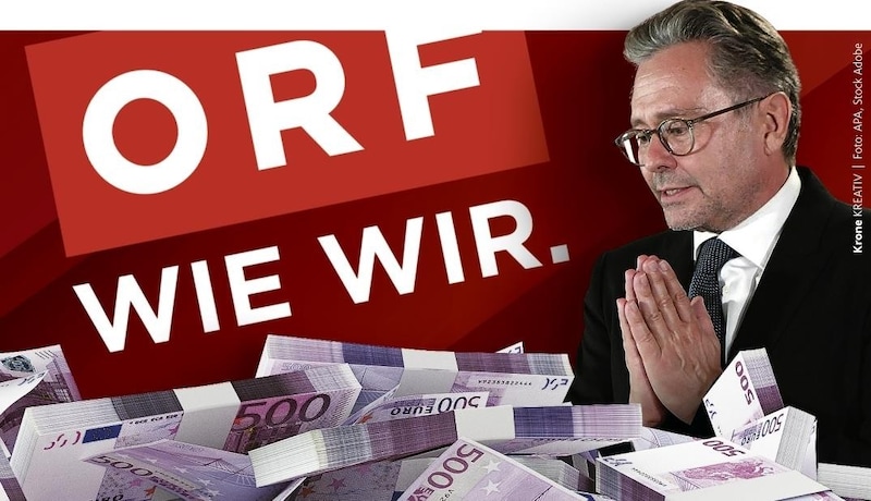 Ex-General Alexander Wrabetz soll nächstes Jahr 8000 Euro pro Monat Pension bekommen. Das ist das Vierfache eines männlichen Durchschnittspensionisten. (Bild: Krone KREATIV)