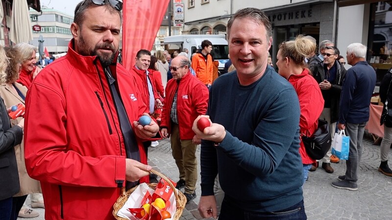 Dornbirn's SPÖ city party leader Markus Fäßler was delighted with Andreas Babler's visit. (Bild: Maurice Shourot)