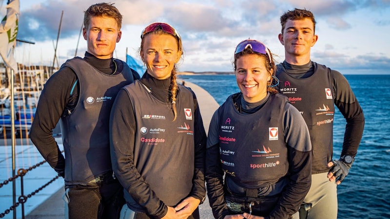 Olympia im Visier: Lukas Haberl, Tanja Frank, Laura Fares, Matthäus Zöchling (v.l.n.r.). (Bild: OeSV | Dominik Matesa )