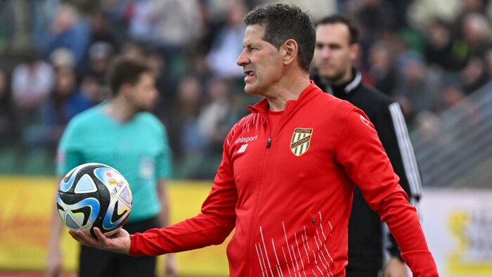Austria Lustenau-Coach Andreas Heraf durfte sich über einen Punkt bei den Veilchen freuen.
