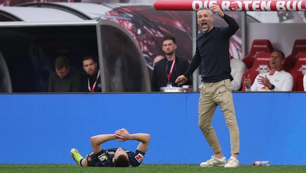 Ärger bei Leipzigs Trainer Marco Rose (Bild: APA/AFP/Ronny HARTMANN)