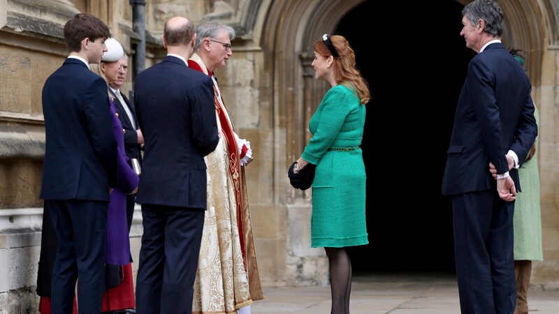 Auch Sarah Ferguson feierte mit der Royal Family die Ostermesse. (Bild: APA/Hollie Adams/Pool Photo via AP)