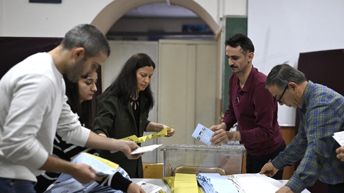 Election workers counting the votes