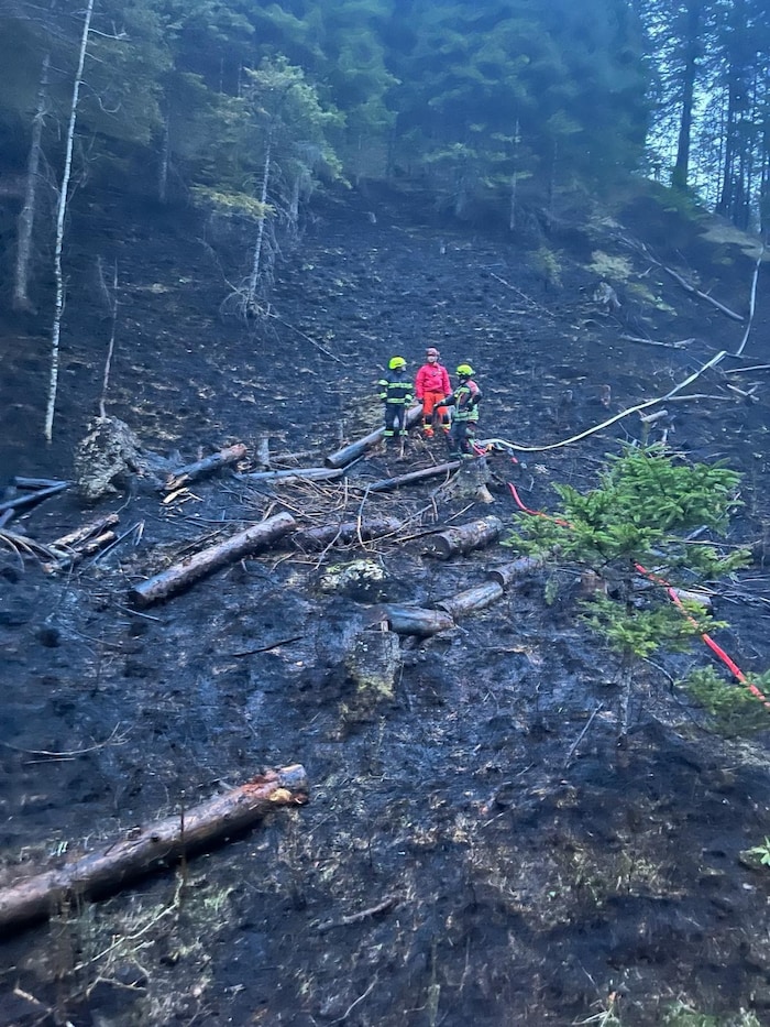 In Wildalpen ist der Waldbrand noch immer nicht vollständig gelöscht.
