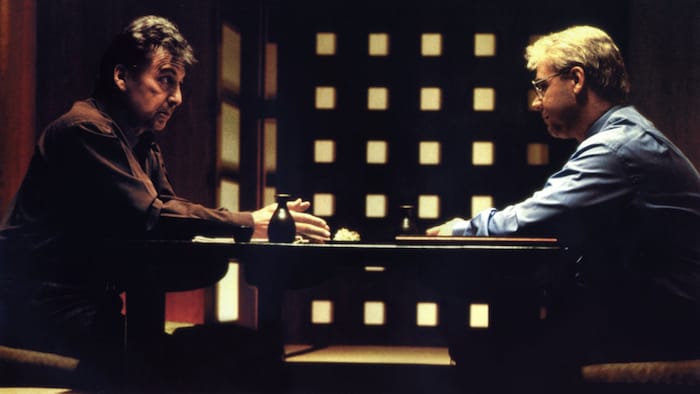 Russell Crowe with Al Pacino in the film "Insider": He gained 20 kilos for the role.