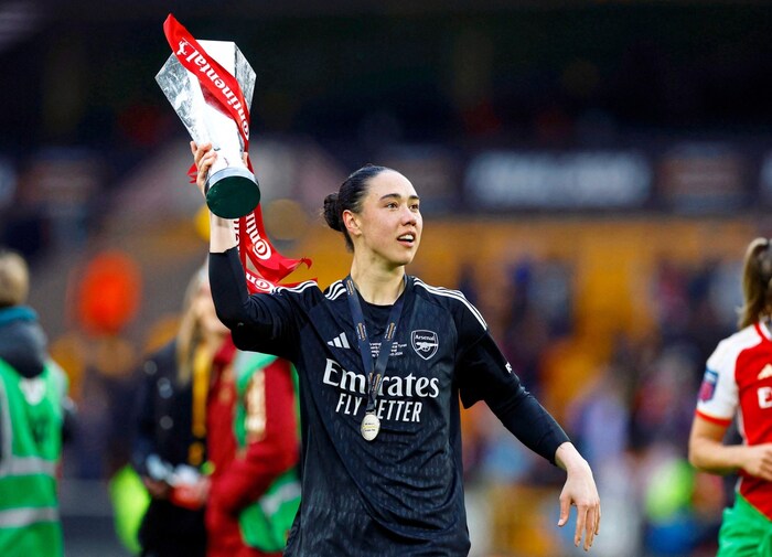 Manuela Zinsberger bejubelte mit Arsenal den Titel im Liga-Cup.