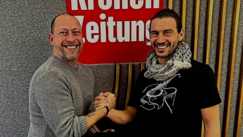 Vollblutmusiker und Firmengründer Andreas Schlintl auf Besuch in der „Kärntner Krone“. (Bild: Klaus Loibnegger)