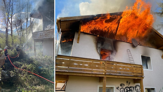In diesem verlassenen Haus brach am Dienstagabend Feuer aus. War es Brandstiftung? (Bild: Feuerwehr Zirl)