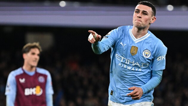 Phil Foden erzielte gegen Aston Villa einen Hattrick. (Bild: APA/AFP/Paul ELLIS)