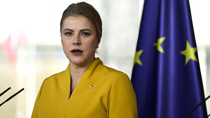 Lettlands Premierministerin Evika Silina Ende März 2024 (Bild: AFP)