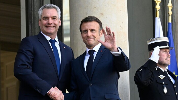 Nehammer (left) is in Paris for the second time in just a few weeks.