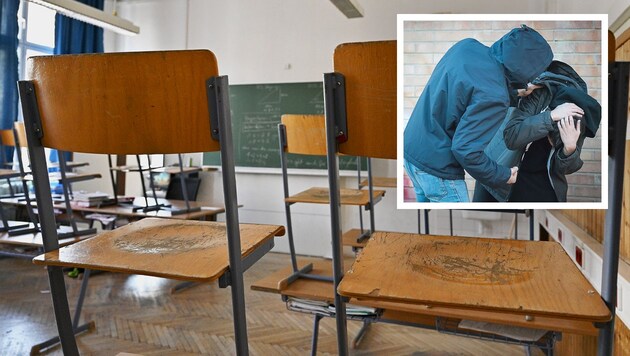 Pupils were beaten daily by the gang at a Viennese secondary school. (Symbolic image). (Bild: APA/Hans Putz, mubi – stock.adobe.com, Krone KREATIV)