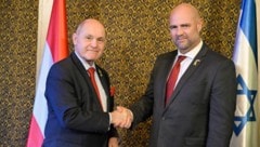 Von links: Nationalratspräsident Wolfgang Sobotka und Knessetsprecher Amir Ohana in Israel (Bild: Parlamentsdirektion/Johannes Zinner)