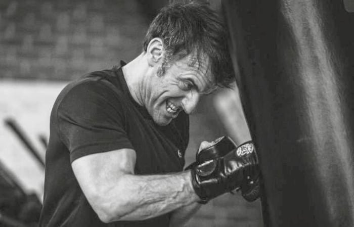 Macron at boxing training