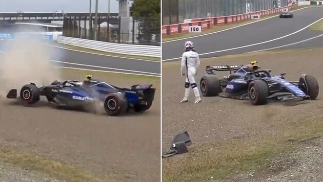 Wieder einmal verunfallte Logan Sargeant. (Bild: twitter.com/@F1tutkumuz)