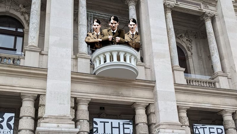 Die Kunstinstallation (hier als Fotomontage) wird am Samstagabend eröffnet. (Bild: Burgtheater, Krone KREATIV, Fotomontage)