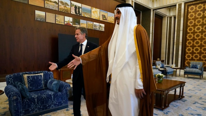 Blinken mit dem Emir von Katar, der auch Vermittler im Nahost-Konflikt ist