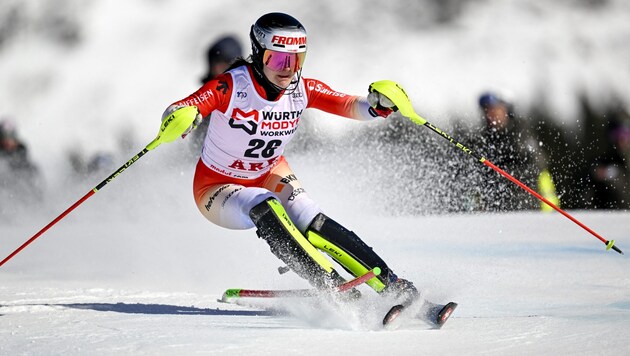 Nicole Good during a slalom last March (Bild: AFP)