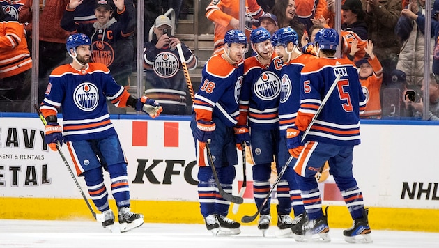 Der Jubel bei den Edmonton Oilers … (Bild: AP)