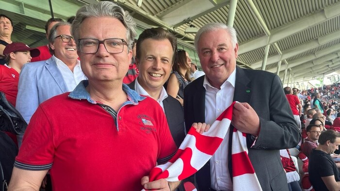 Governor Christopher Drexler, sports councillor Karlheinz Kornhäusl and former head of the ...