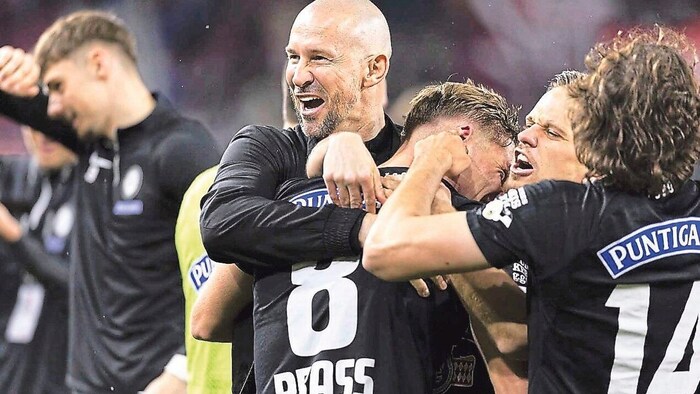 Pure Freude bei Sturm-Coach Christian Ilzer nach dem 4:3.