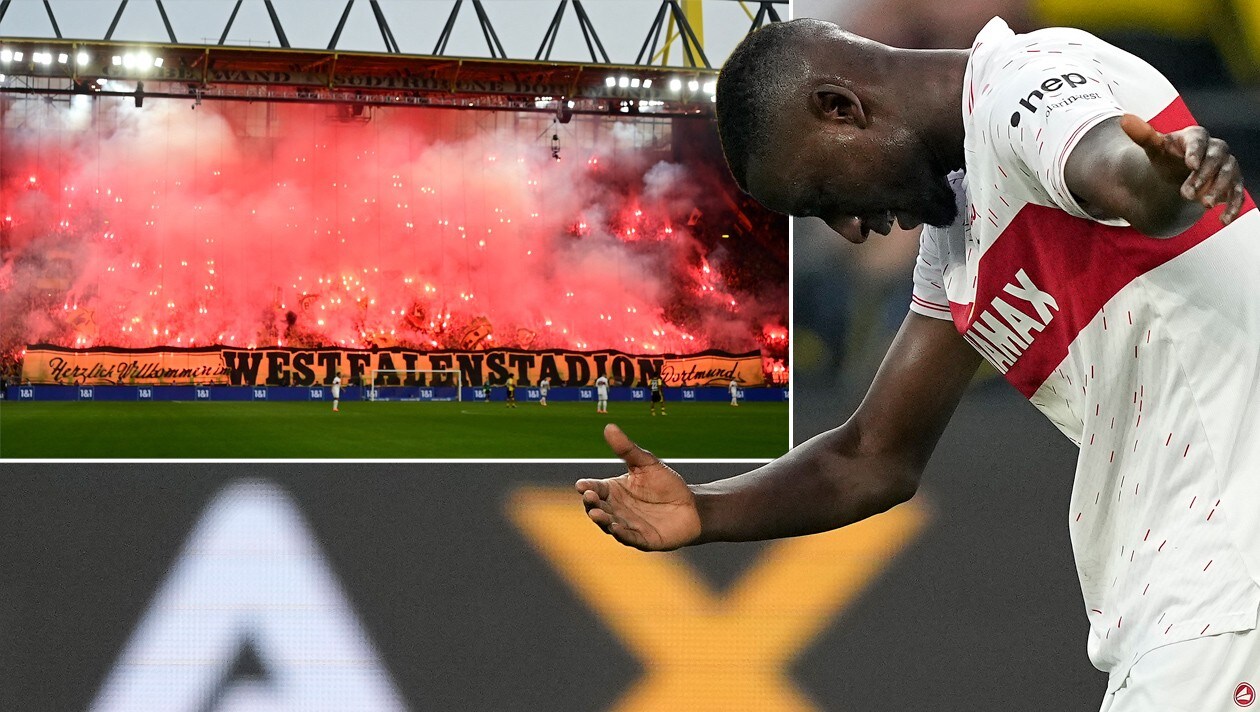 The Dortmund fans celebrated the 50th birthday of the Westfalenstadion - BVB lost 1:0 to Stuttgart thanks to a goal from Serhou Guirassy (right). (Bild: APA/AFP/INA FASSBENDER, ASSOCIATED PRESS)