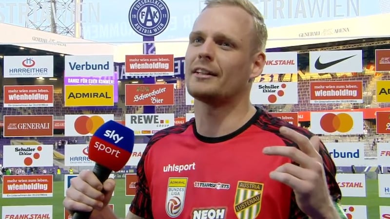 Austria-Goalie Domenik Schierl hat immer schon gern klare Worte gesprochen. (Bild: Sky Screenshot)