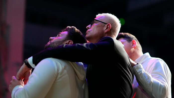 Ivan Korcok with his sons - the non-party candidate had to concede defeat on election night.
