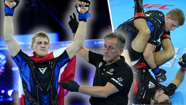 Elias Erber schlug wieder zu und holte EM-Gold in Belgrad. (Bild: IMMAF (2), Krone KREATIV)