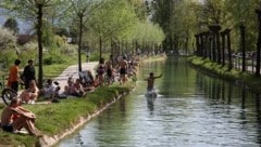 So viel Badebetrieb herrscht an der Alm in der Stadt sonst erst deutlisch später im Jahr. (Bild: Tröster Andreas)