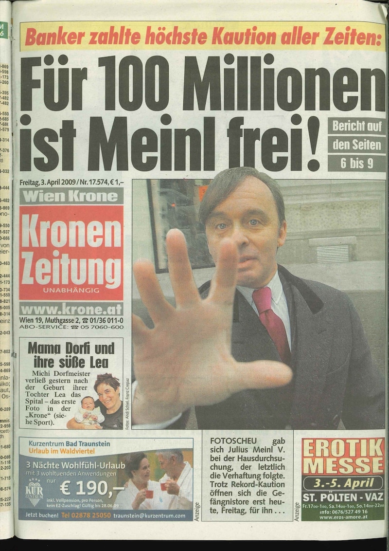 Seit 2008 läuft das Meinl-Verfahren. 2009 wurde der Banker Julius Meinl in U-Haft genommen. Seine Rekord-Kaution hat er mittlerweile zurückerhalten. (Bild: Kronen Zeitung)