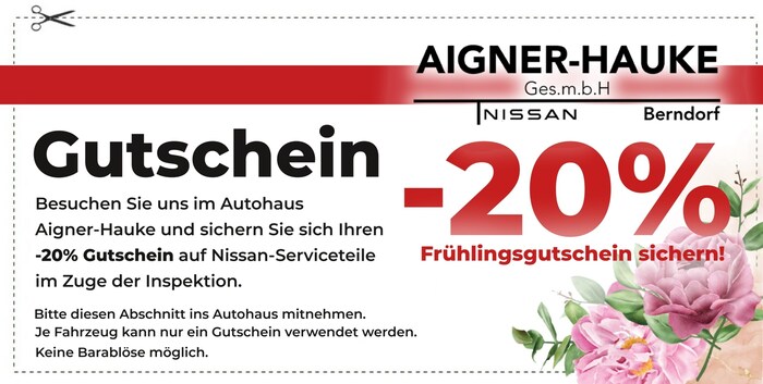 Der Gutschein ist direkt im Autohaus Aigner Hauke erhältlich oder auf der Homepage zum ...