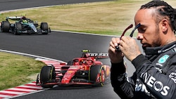 Für Lewis Hamilton (re.) reichte es in Japan nur für Platz neun. Ferrari feierte hingegen Rang drei und vier. (Bild: APA/AFP/Yuichi YAMAZAKI, ASSOCIATED PRESS)