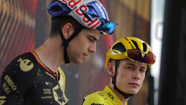 Jonas Vingegaard (re.) und Wout van Aert 