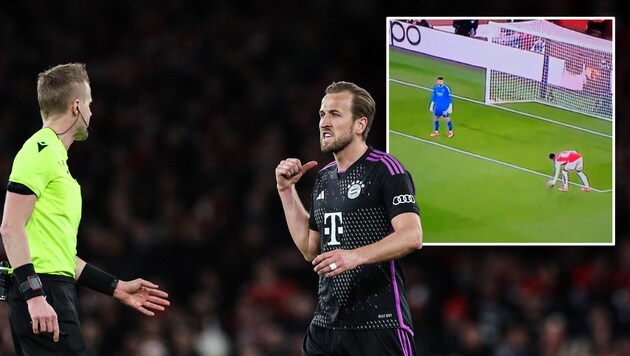 Harry Kane complained about an action by Arsenal defender Gabriel. (Bild: APA/AFP/Adrian DENNIS)