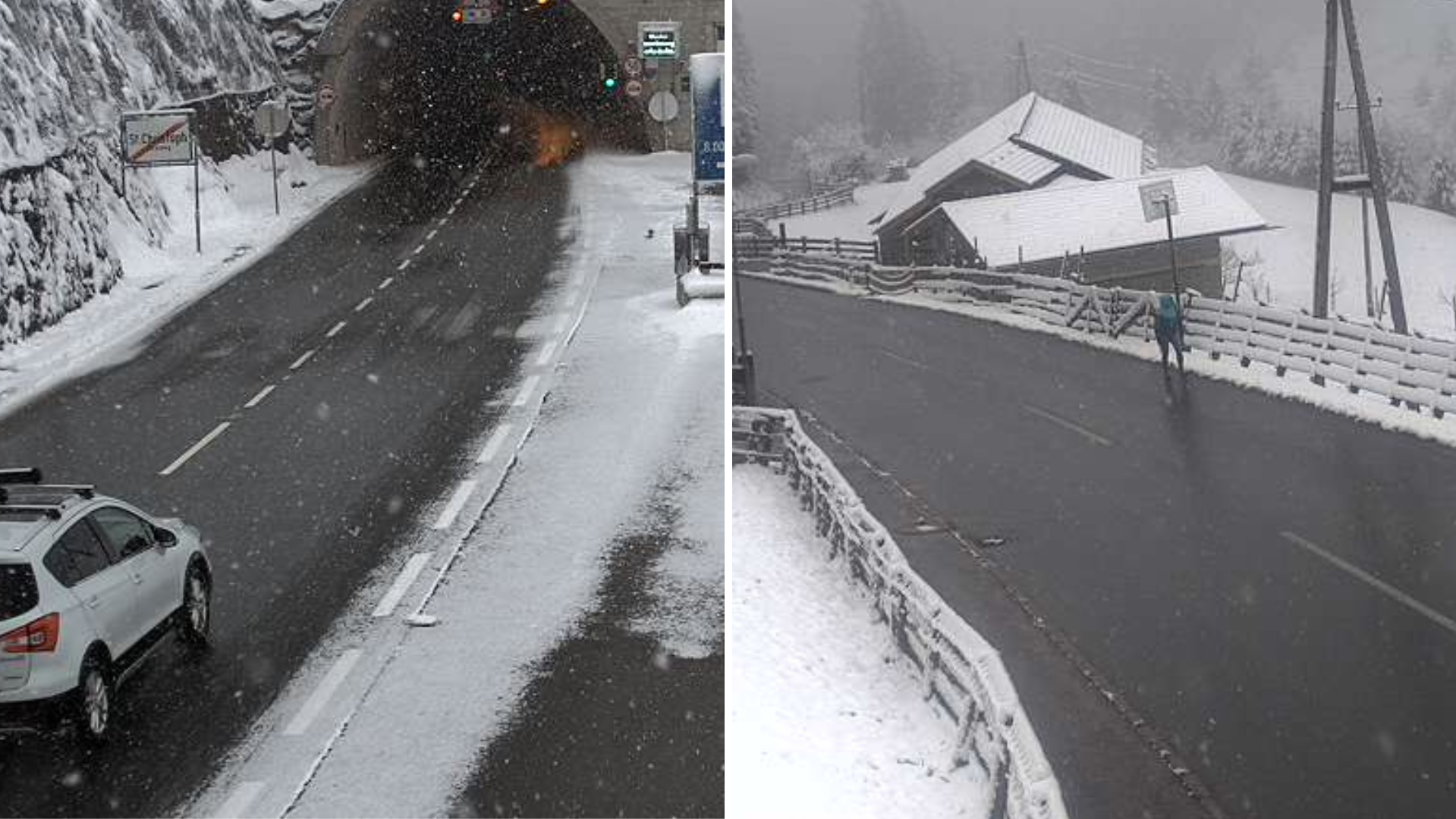 Der Schnee lag in der Früh nur abseits der Straße – so wie etwa entlang der Arlbergstraße bei St. Christoph oder auf der Sellraintalstraße bei Kreuzlehn. (Bild: Land Tirol (Webcam))